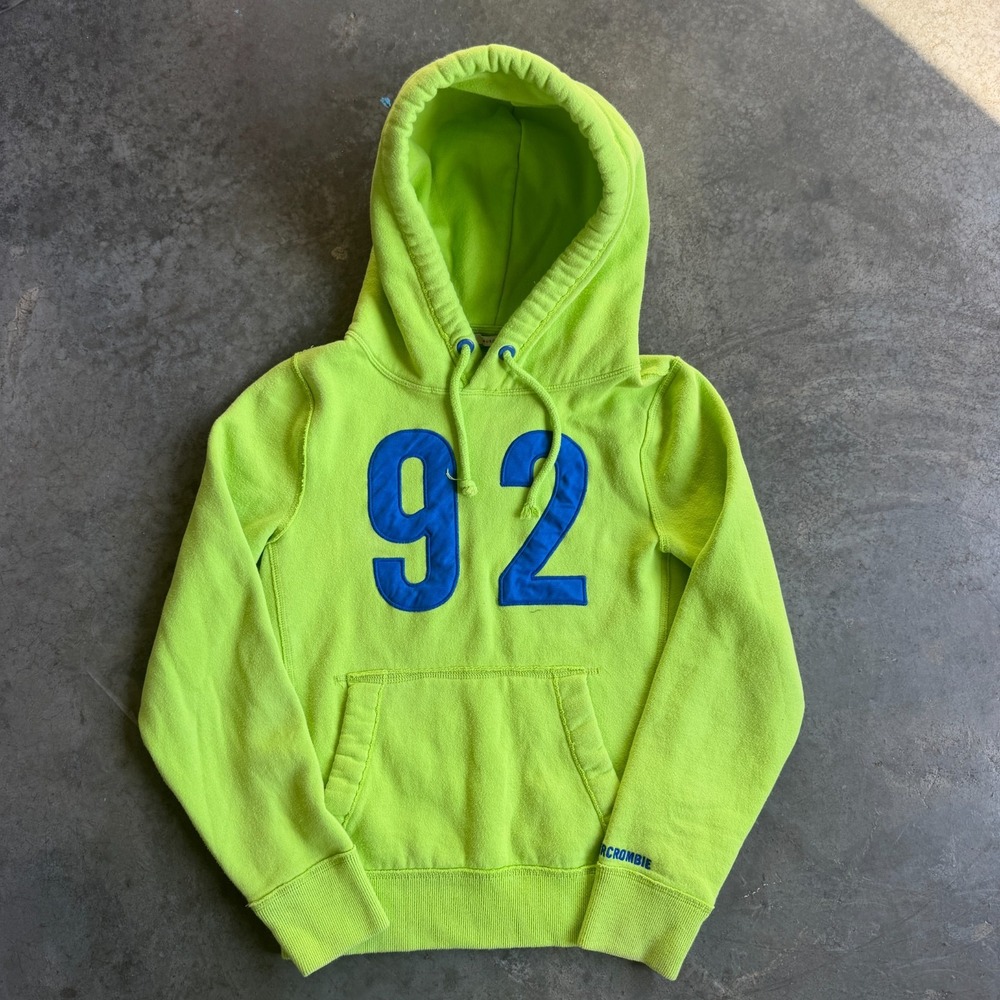 Vintage Y2K Abercrombie and Fitch 92 Applique Embroidered Hoodie Muscle Mens S